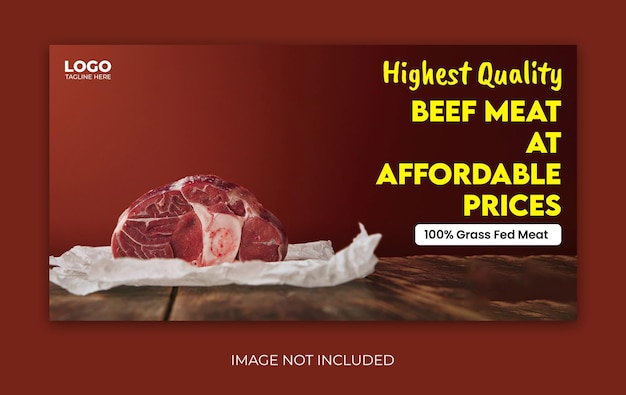 PSD modello di banner web psd per il marchio di carne bovina