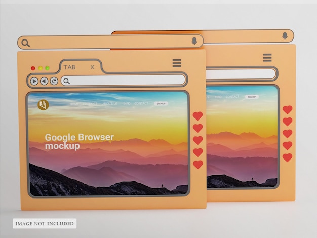 PSD mockup del modello di presentazione del browser del sito web psd