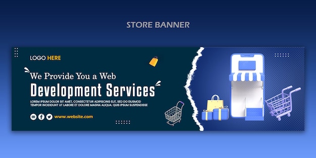 PSD design del banner della sezione hero del sito web psd