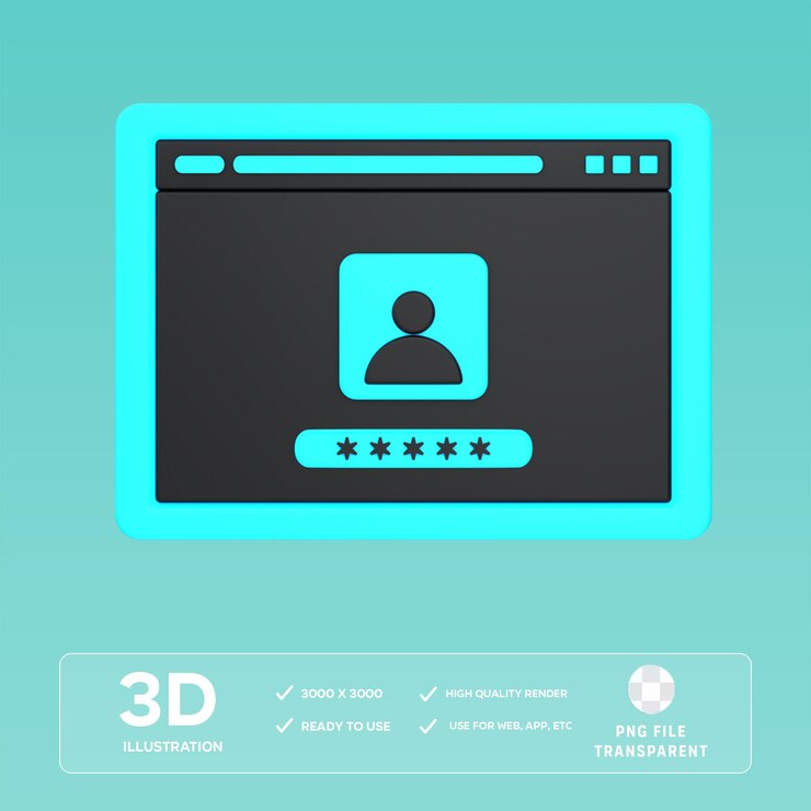 PSD вход в веб-сайт psd 3d иллюстрация