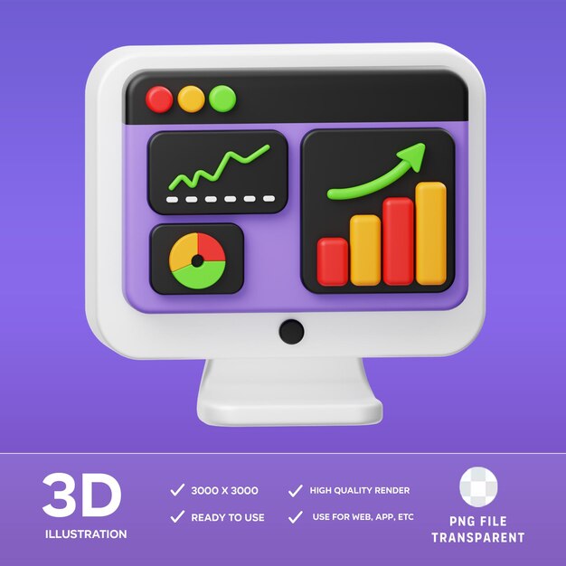 PSD website marketing 3D Illustration