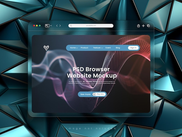 PSD psd website presentatie browser mockup met glas morfisme interface