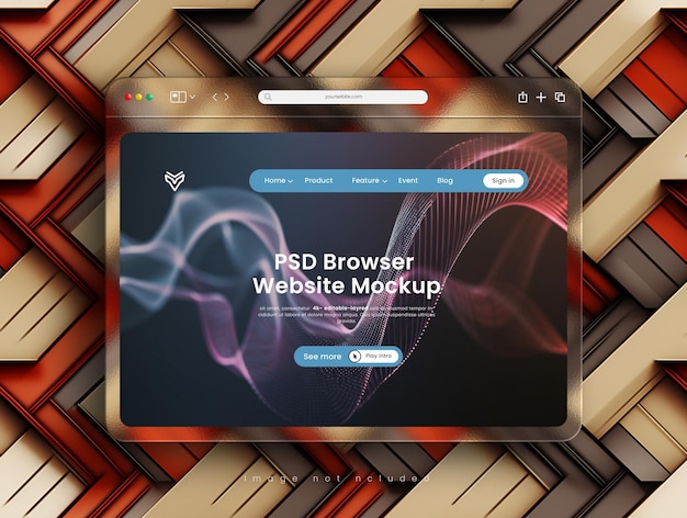 PSD psd website presentatie browser mockup met glas morfisme interface