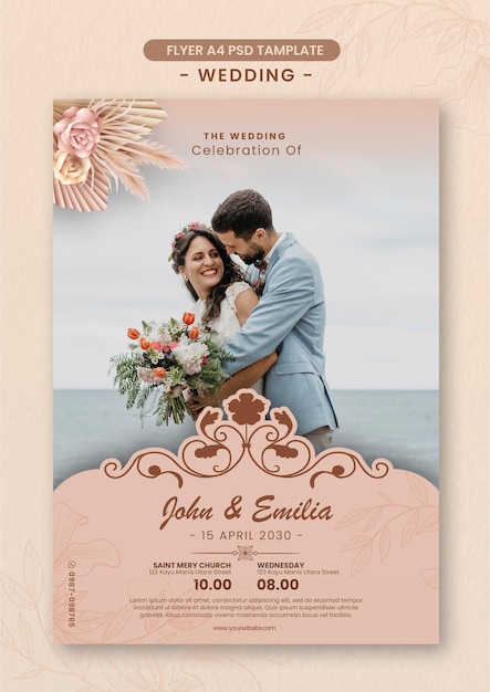 PSD psd wedding flyer a4 template with photo