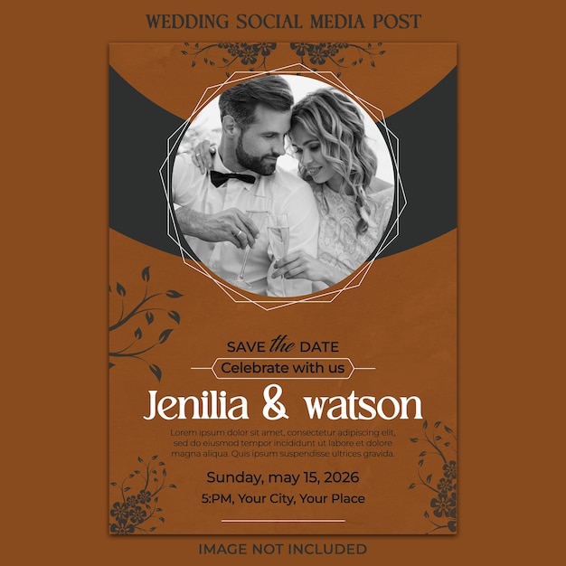 Psd wedding invitation and menu template