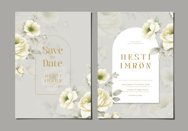 PSD psd wedding invitation template with flower