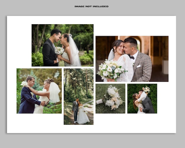 Psd wedding photo collage mockup