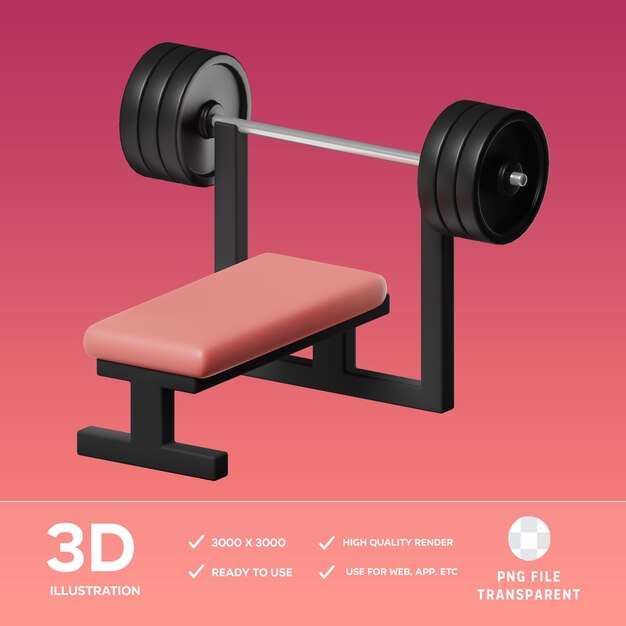 PSD Weightlifting Barbell 3D Illustration