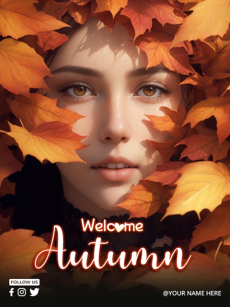 PSD psd welcome autumn background and autumn poster design