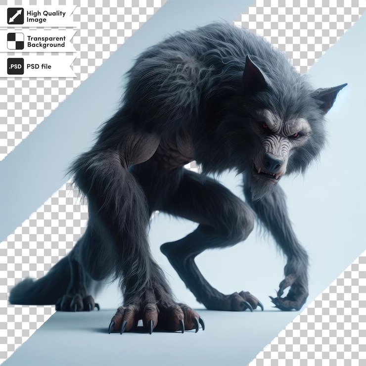 PSD psd werewolf or lycanthrope on transparent background with editable mask layer