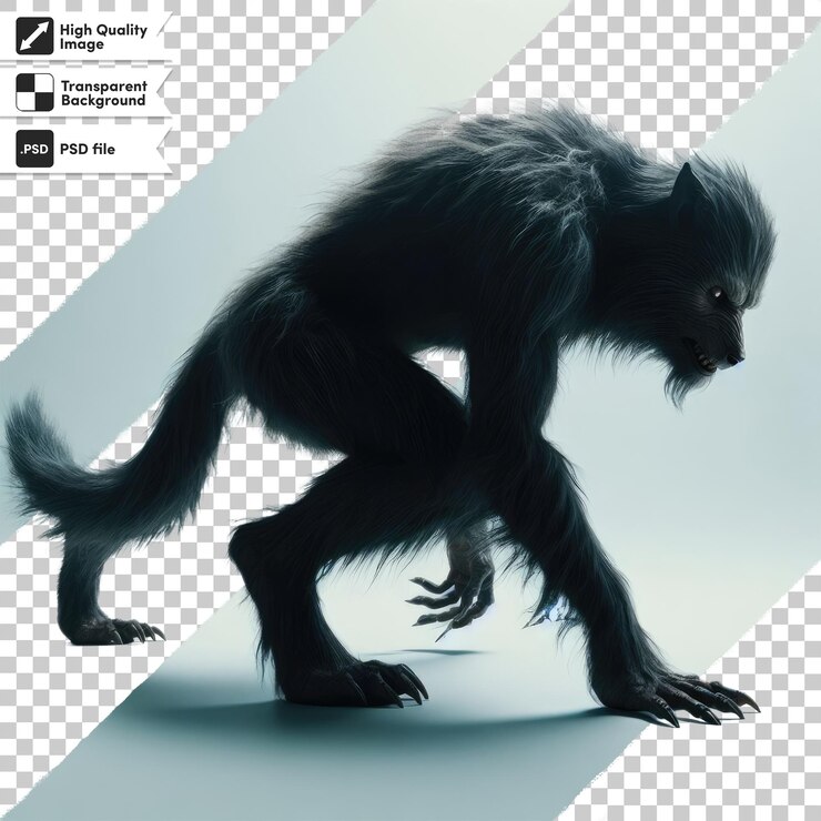 PSD psd werewolf or lycanthrope on transparent background with editable mask layer