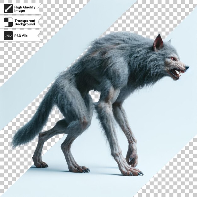 Psd werewolf or lycanthrope on transparent background with editable mask layer