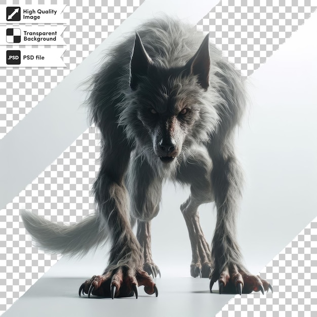 Psd werewolf or lycanthrope on transparent background with editable mask layer