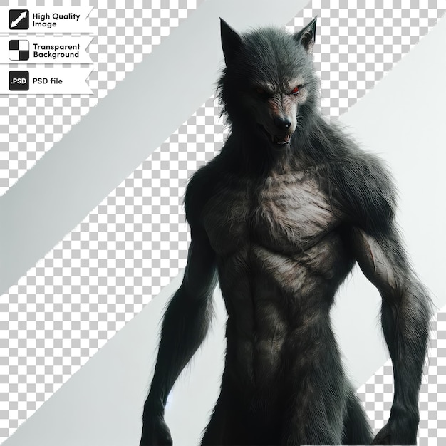 Psd werewolf or lycanthrope on transparent background with editable mask layer