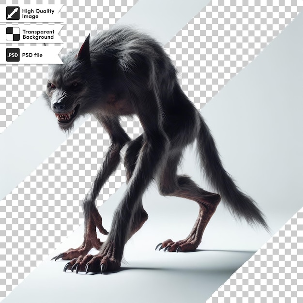 PSD psd: 透明な背景で編集可能なマスクレイヤーの狼人またはライカントロップ