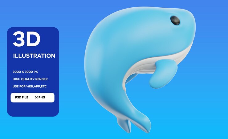 PSD psd whale 3d illustration