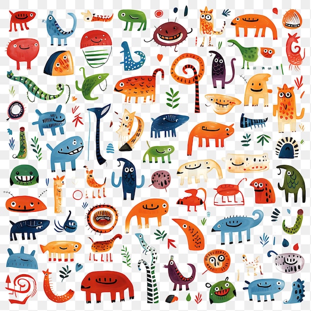 동물 모양의 스크리블스 사각형 프레임과 코끼리 2d 프레임 디자인 윤 티셔츠