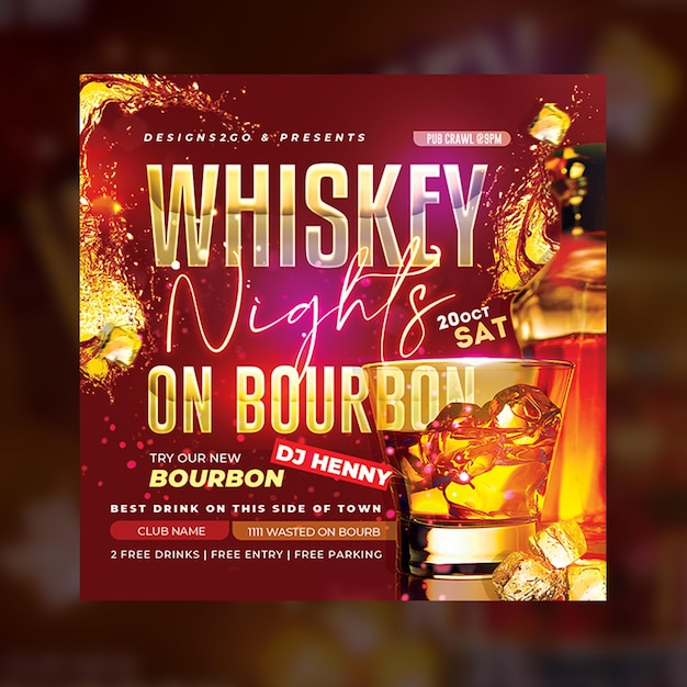 PSD psd whiskey night drink nachtfeestclub flyer sjabloonontwerp