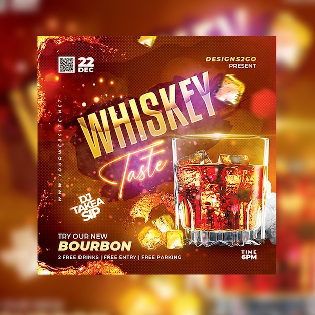 PSD psd whiskey taste drink nachtfeestclub flyer sjabloonontwerp