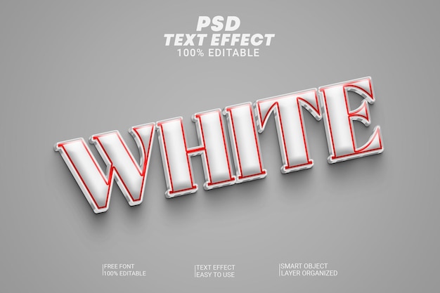 Psd white 3d text style effect