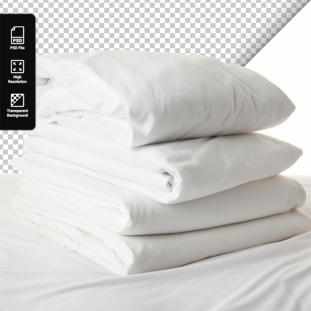 PSD psd white bed linen isolated on transparent background