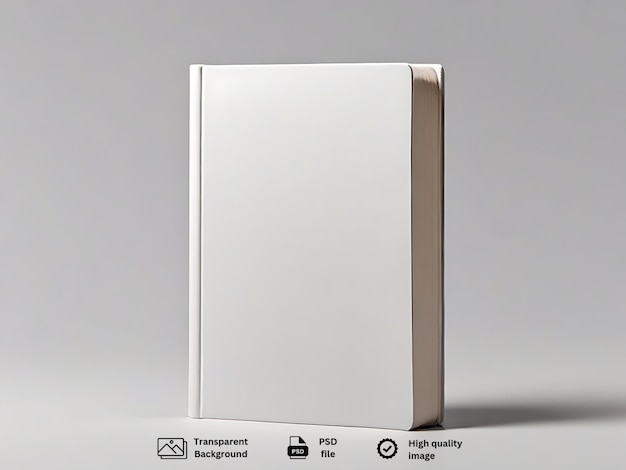 PSD psd white blank book cover per il mockup su sfondo trasparente