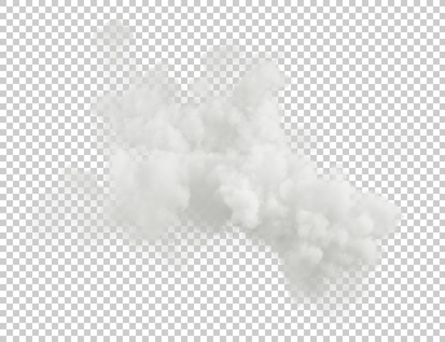 PSD psd white clouds cutout on transparent backgrounds 3d render