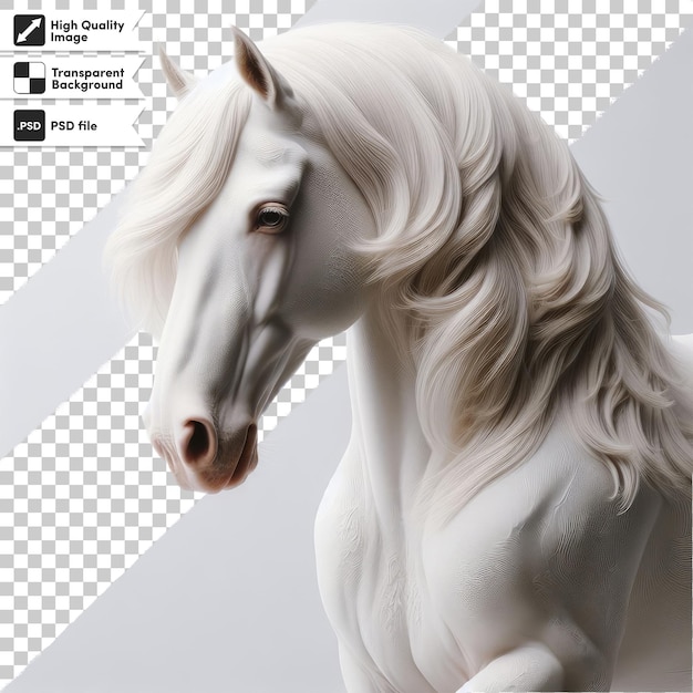 PSD Портрет белой лошади на прозрачном фоне с редактируемым слоем маски