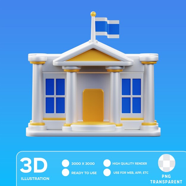 PSD psd white house 3d illustration