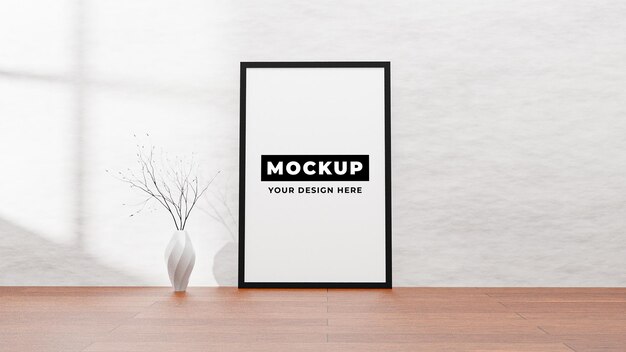 psd white photo or poster frame mockup