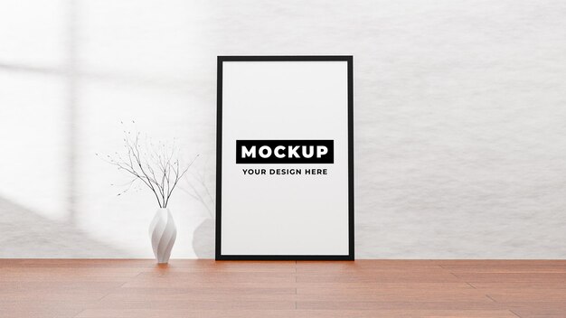 PSD psd white photo or poster frame mockup