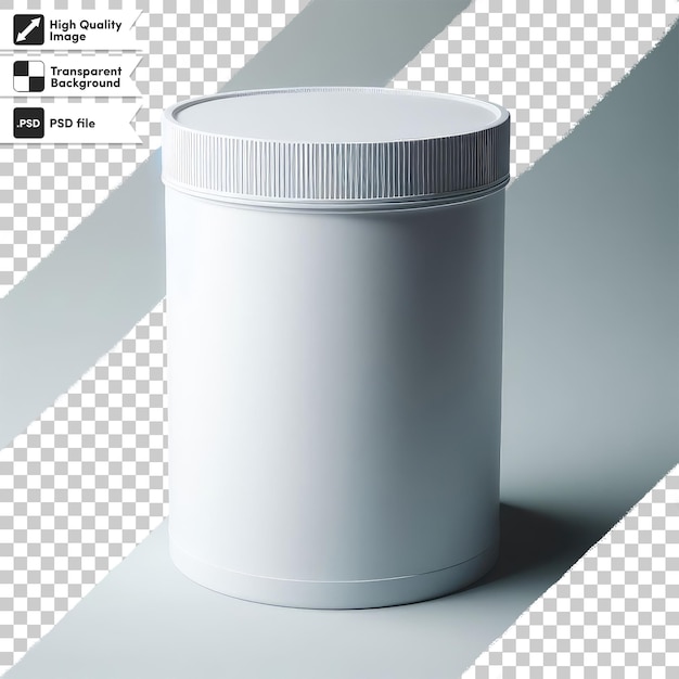 PSD white plastic container mockup on transparent background with editable mask layer