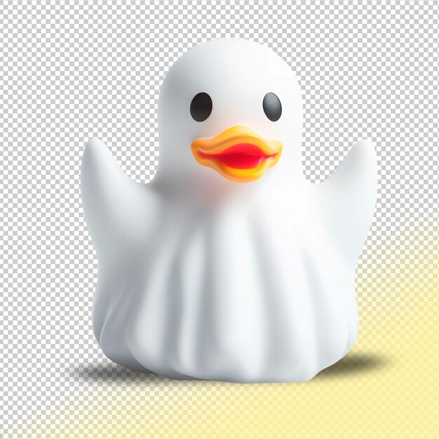 PSD white rubber duck scary ghost on a transparent background