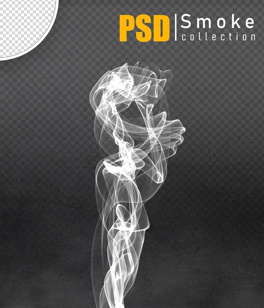 Psd white smoke fragments on black transparent background