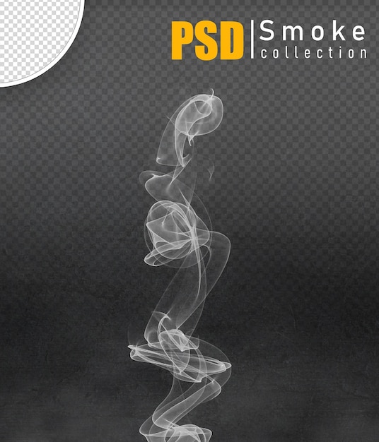 PSD psd white smoke fragments on black transparent background