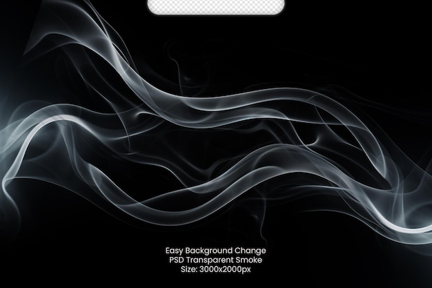 Psd white smoke isolated on transparent black background