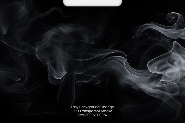 PSD psd white smoke isolated on transparent black background