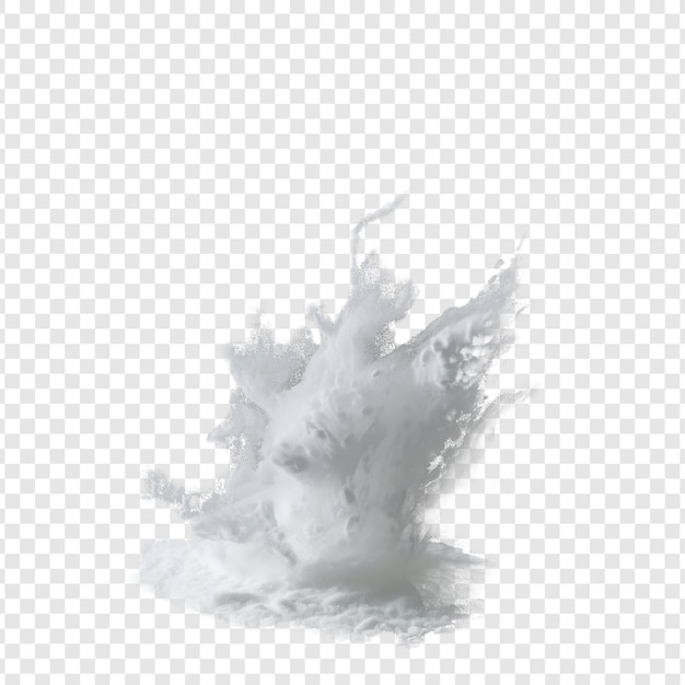 PSD white snow powder thrown on transparent background surface