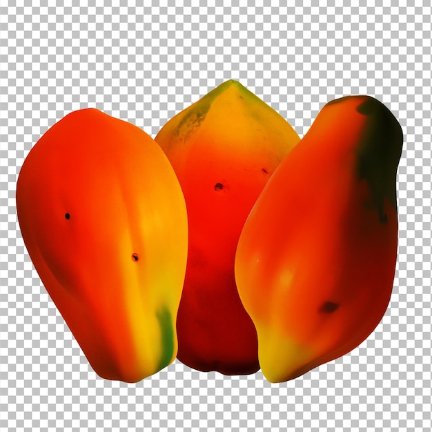 PSD whole ripe papaya isolated on alpha background