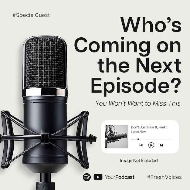 PSD Whos Coming Next Episode Podcast Minica Design for Social Media and Instagram Post Template