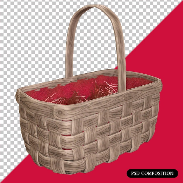 PSD render 3d isolato di psd wicker bag