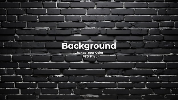 PSD psd wide old black wall texture brickwork panoramic grunge background black texture dark black