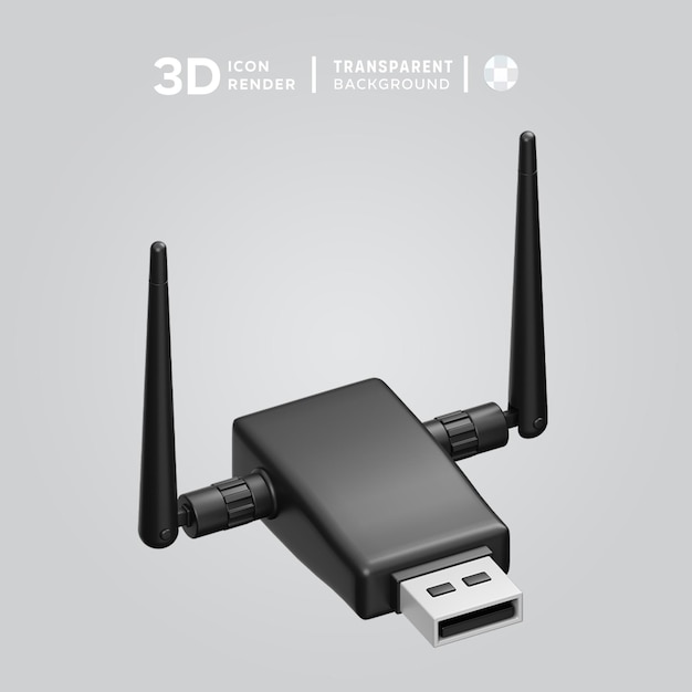 PSD illustrazione 3d dell'adattatore wi-fi psd