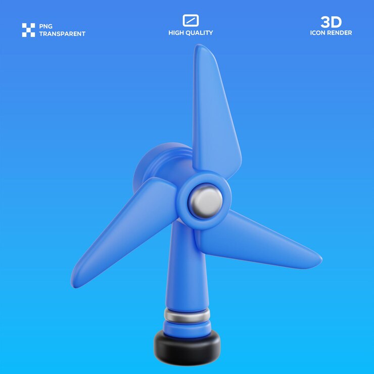 PSD psd wind turbine 3d illustration