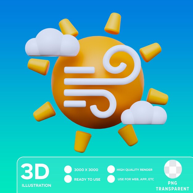 PSD illustrazione 3d di windy hot