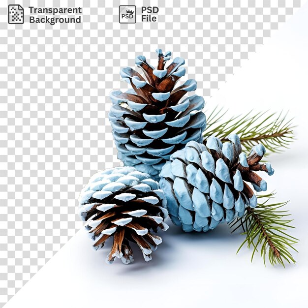 PSD psd winter pine cones on a trasnparent background