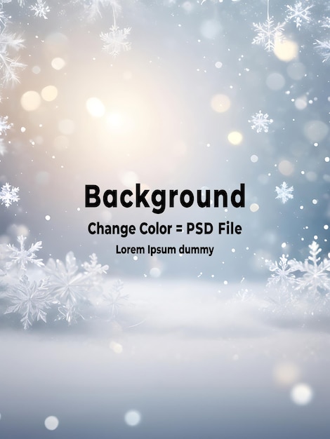 PSD Winter sneeuwvlokken achtergrond met zachte bokeh lichten abstracte blauwe vector textuur ontwerp ai