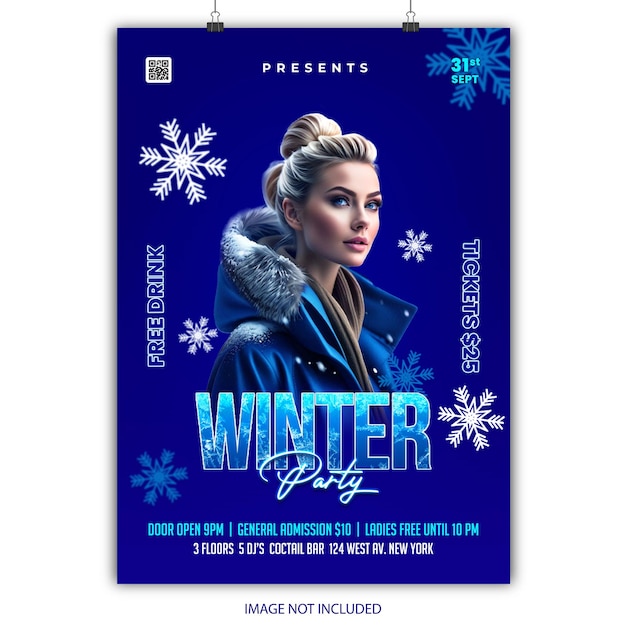 Psd winterfeest flyer ontwerp