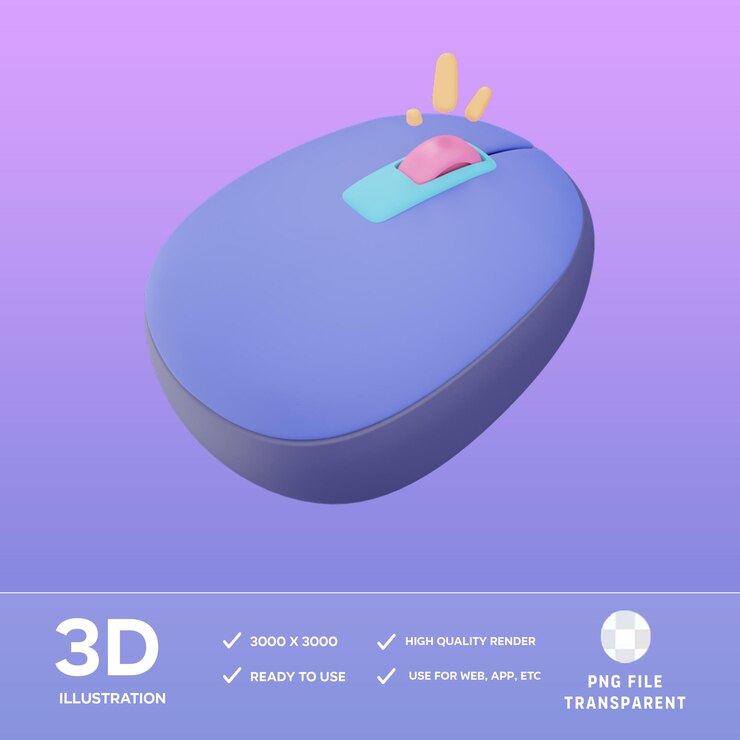 PSD psd wireless mouse 3d illustration