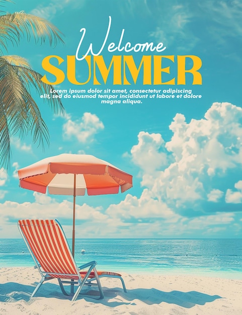 PSD psd witam letni plakat szablon z pozdrowienia letnie wakacje tło z typografii litery